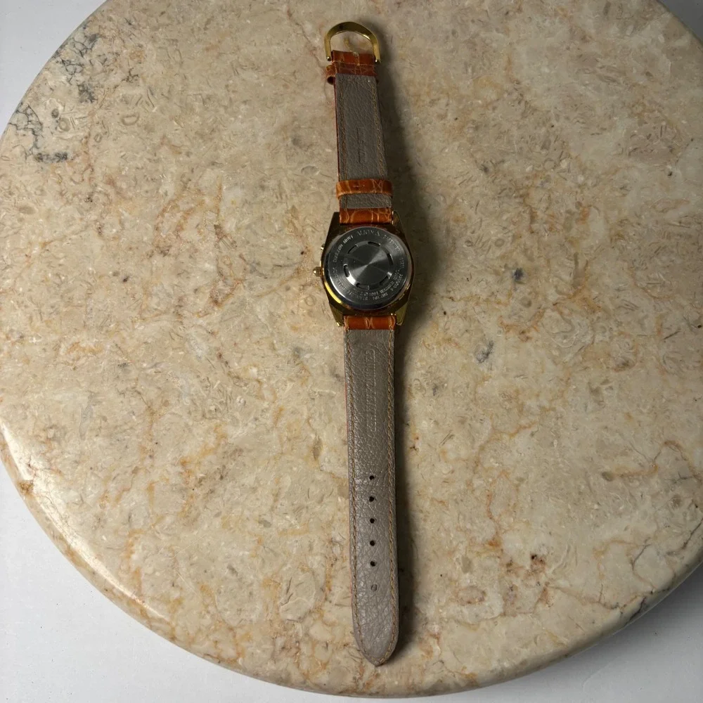 Armitron Looney Tunes Taz Musical Watch Gold Brown Leather Vintage 90s OS
